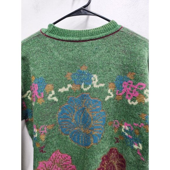 Vintage Cosetta Womens Green Tapestry Design Sweater Large Retro Pullover 90's - Picture 7 of 8